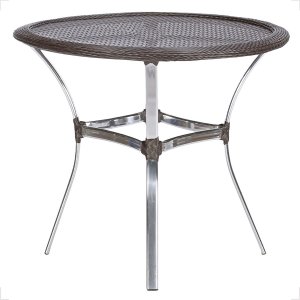 Mesa de Aluminio Polido e Tampo Tramado em Fibra Sintética para Jardim, Area Externa, Varanda - Taba