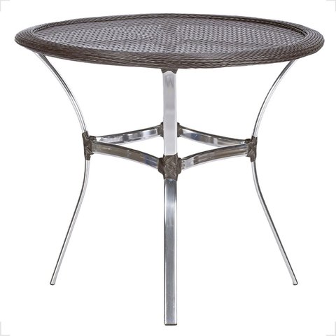 Mesa de Aluminio Polido e Tampo Tramado em Fibra Sintética para Jardim, Area Externa, Varanda - Taba