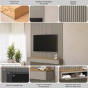 Ver imagem 3 de Painel Ripado Modular 219cm Ozero Mdp/mdf Nicho Arredondado Gris/tauari Fosco G77 - Gran Belo