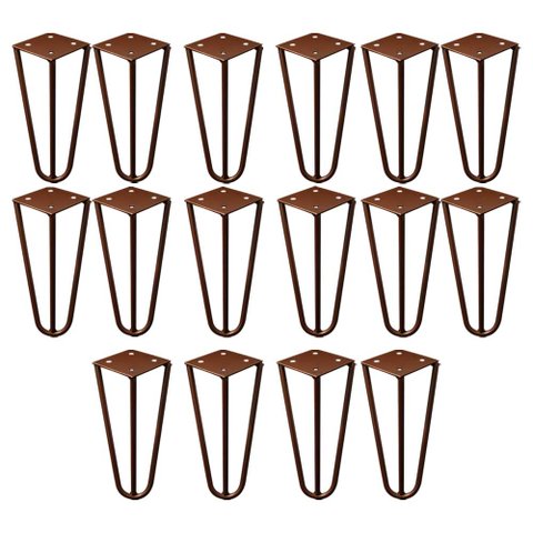 Kit 16 Pés de Metal 15 CM Hairpin Legs Mesas de Centro Puffs Bronze