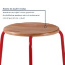Ver imagem 5 de Kit 4 Banquetas para Cozinha com Base de Aço Cumbuca Vermelho/Nature