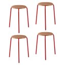 Ver imagem 1 de Kit 4 Banquetas para Cozinha com Base de Aço Cumbuca Vermelho/Nature