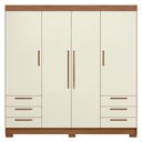 Ver imagem 6 de Guarda Roupa Casal 192cm 4 Portas 6 Gavetas Itajaí Jatobá/Areia S01 - Mpozenato