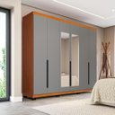 Ver imagem 1 de Roupeiro Casal Madri 6 Portas com Espelho 242x214cm Cinza/Freijó 250829