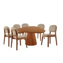 Ver imagem 3 de Conjunto Sala de Jantar Mesa Gênova 130cm Tampo Orgânico Laminado com 6 Cadeiras Évora Linho
