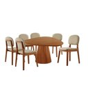 Ver imagem 6 de Conjunto Sala de Jantar Mesa Gênova 130cm Tampo Orgânico Laminado com 6 Cadeiras Évora Linho