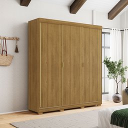 Armário Guarda Roupa Mdf Casal 2 M Porto 3 Portas de Correr: Nature/alasca - 7