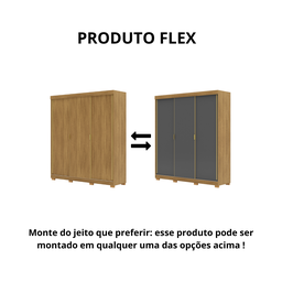 Armário Guarda Roupa Mdf Casal 2 M Porto 3 Portas de Correr: Nature/alasca - 6