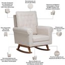 Ver imagem 4 de Poltrona de Amamentação com Balanço Base Nina Encanto D02 Bouclê Off White C-200 - Lyam Decor