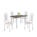 Ver imagem 2 de Conjunto de Mesa Tubular 120cm x 75cm Tampo Ardósia Indiano com 4 Cadeiras Lara Branco/Botanic Bege