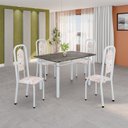 Ver imagem 1 de Conjunto de Mesa Tubular 120cm x 75cm Tampo Ardósia Indiano com 4 Cadeiras Lara Branco/Botanic Bege