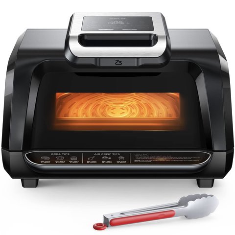 Takywep Grill e Air Fryer 7 em 1 Elétrico 1750w com Visor Preto