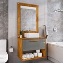 Ver imagem 1 de Conjunto Banheiro Casa do Lótus Naturalle Titanium 1 Porta 1 Prateleira MDP-MDF 60cm