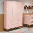 Ver imagem 3 de Guarda Roupa Infantil New Classic 3 Portas Rosa com Pés Madeira – Reller