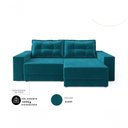 Ver imagem 3 de Sofá Luca 3 Lugares Retrátil 202cm Verde Petróleo Suede Cia Lar