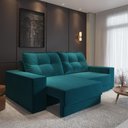 Ver imagem 1 de Sofá Luca 3 Lugares Retrátil 202cm Verde Petróleo Suede Cia Lar