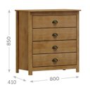 Ver imagem 4 de Comoda 4 Gavetas Madeira Maciça 80 Cm 9101 Freijo Milani Store