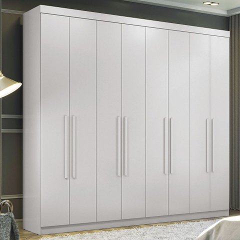 Guarda-roupa Casal Key West 8 Portas 4 Gavetas Branco - Pnr Móveis