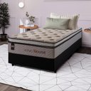 Ver imagem 1 de Conjunto Cama Box Solteirão c/ Molas Ensacadas Liverpool Preto 96x203x73