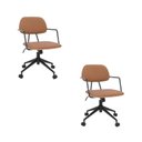 Ver imagem 2 de Kit com 2 Cadeiras Office com Relex em Aço Carbono e Couro Ecologico Dijon Marrom/Caramelo