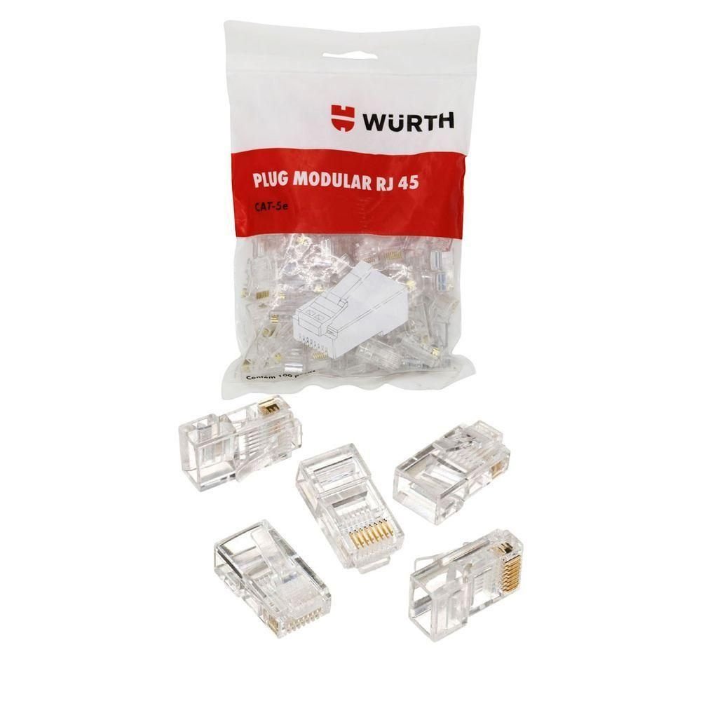 Plug Modular Rj45 Cat5 Wurth, Pacote com 100 Unidades - 0978120003 ...