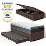 Cama Box Baú com Colchão de Espuma D45 Pillow Top Fort Comfort + Auxiliar Unique Solteiro 88cm - 2