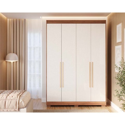 Roupeiro 159cm 4 Portas Julia Panan Cinamomo Grafiato