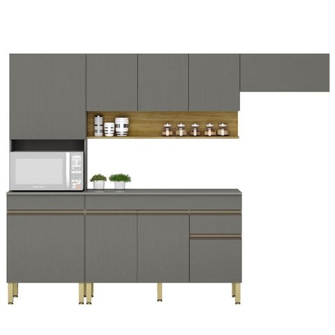 Cozinha Modulada 4 Pecas Balcao com Tampo Line Ktp Gris Cp Freijo