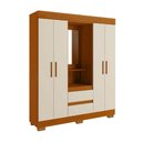Ver imagem 1 de Guarda Roupa Acp Isabely 4 Portas com Espelho e Pés - Cinamomo/off White