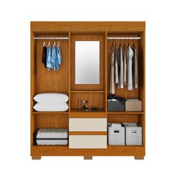 Guarda Roupa Acp Isabely 4 Portas com Espelho e Pés - Cinamomo/off White - 2