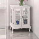 Ver imagem 1 de Cristaleira em Madeira 2 Portas e Espelho com Pés Luiz Xv - Branco Laca