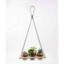Ver imagem 3 de Suporte Suspenso Madeira Artesanal para 3 Vasos Plantas | Decoração Rústica Jardim Vertical