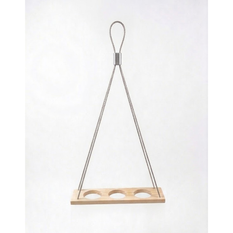 Suporte Suspenso Madeira Artesanal para 3 Vasos Plantas | Decoração Rústica Jardim Vertical