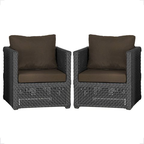 2 Poltronas Madri Alumínio Corda Náutica Estofado 9 Trama Original
