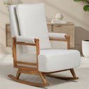 Ver imagem 2 de Poltrona de Amamentação com Balanço Base Nina Líria D02 Linho Off White B-410 - Lyam Decor