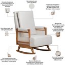 Ver imagem 4 de Poltrona de Amamentação com Balanço Base Nina Líria D02 Linho Off White B-410 - Lyam Decor