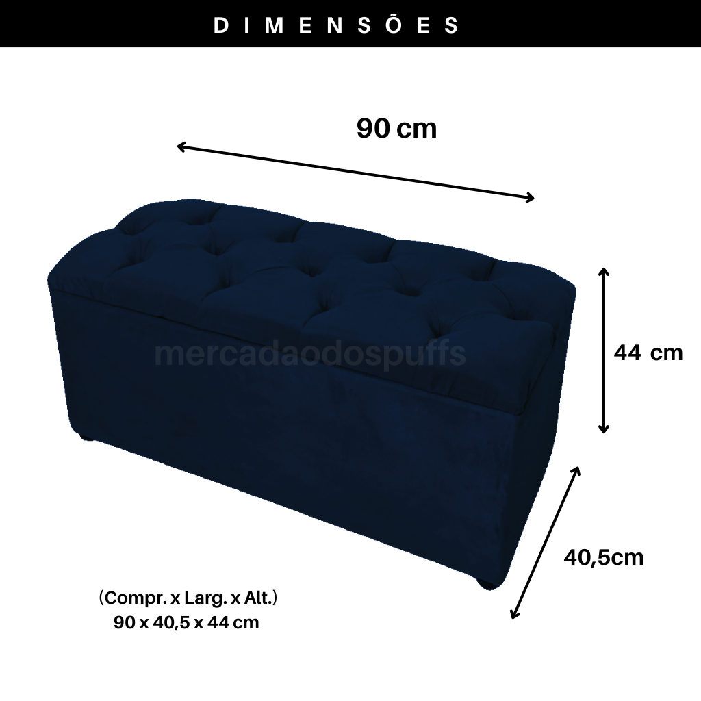 Bau Solteiro Capitonê Pé de Cama Decoração Guarda Objetivos Sapateira - Azul - 2