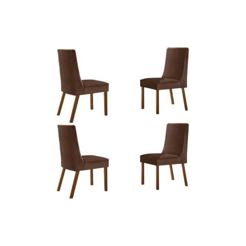 Cadeira de Cozinha Dakota Kit 4 Un Madeira Capuccino/suede Marrom - Rufato