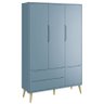Guarda Roupa Infantil Theo 3 Portas Azul Fosco com Pés Madeira Natural - Reller Móveis - 1