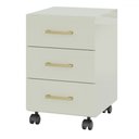 Ver imagem 2 de Gaveteiro com Rodízios 3 Gavetas 100% Mdf Off White/gold F16 - Pradel