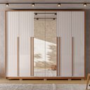 Ver imagem 1 de Guarda Roupa Casal Ema 6 Portas de Bater com Espelhos 6 Gavetas em Mdf Freijo/offwhite G11 - Gran Be