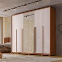 Ver imagem 3 de Guarda Roupa Casal Ema 6 Portas de Bater com Espelhos 6 Gavetas em Mdf Freijo/offwhite G11 - Gran Be