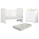 Ver imagem 1 de Berço Americano Mini Cama Mel e Cômoda Infantil Duda Branco Brilho com Colchão Gazin – Phoenix Baby