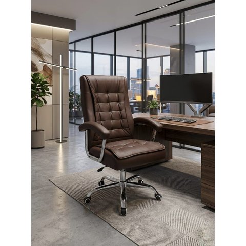 Cadeira de Escritório Presidente com Molas Ensacadas Cor Marrom