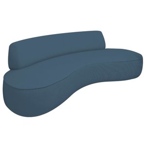 Sofá Curvo 2 Lugares Orgânico Escritório Recepção Sala Amsterdã 130cm Linho Azul Royal - Amarena Móv