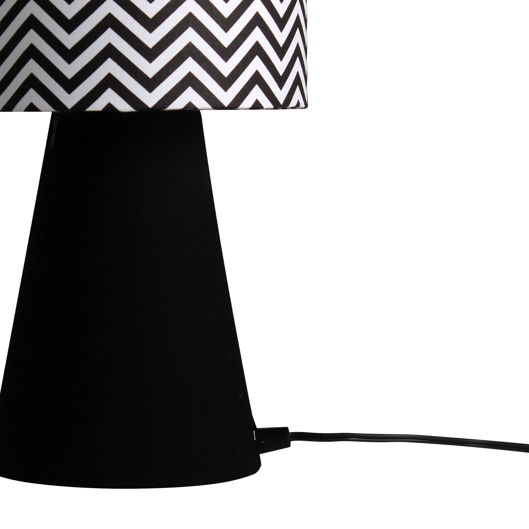 abajur elegance poptem tecido estampado preto e chevron luminária mesa cúpula cabeceira quarto sala  - 3