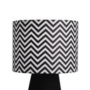 Ver imagem 2 de abajur elegance poptem tecido estampado preto e chevron luminária mesa cúpula cabeceira quarto sala