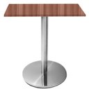 Ver imagem 1 de Mesa Beta Inox 75 Cm Altura Disco Redondo Tampo Mdp Quadrado 80 Cm Largura X 2,50 Cm Altura Walnut