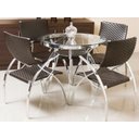 Ver imagem 2 de Jogo de Mesa com Vidro e 4 Cadeiras para Cozinha Jardim Varanda