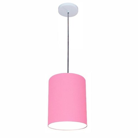 Lustre Luminária Pendente Vivare Free Lux Pe-4103br Cúpula em Tecido 15x20cm - Rosa-tela